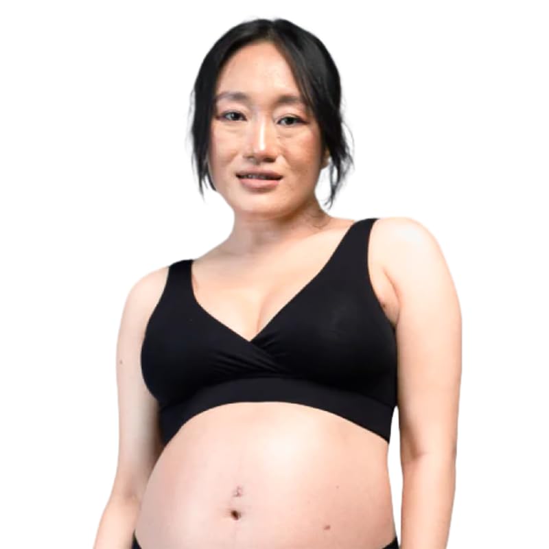 Circus &Circus Maternity Bra | Nursing Bra for Women | Pull Down Feeding Bra | Non Padded Bra for Women Slip On | Tencel Micromodal | Onyx, 4XL - Image 1
