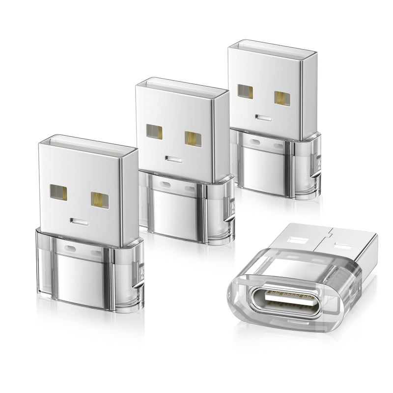 Elebase for New iPhone 17 17e Pro Max Car Charger,USB to USB C Adapter 4 Pack,Type C Female to A Male Converter for Apple Air 16 15 14 Plus,Apple Watch 11 10 9,Airpods 4 3,iPad 8 Mini 6 7,Samsung S26 - Image 1