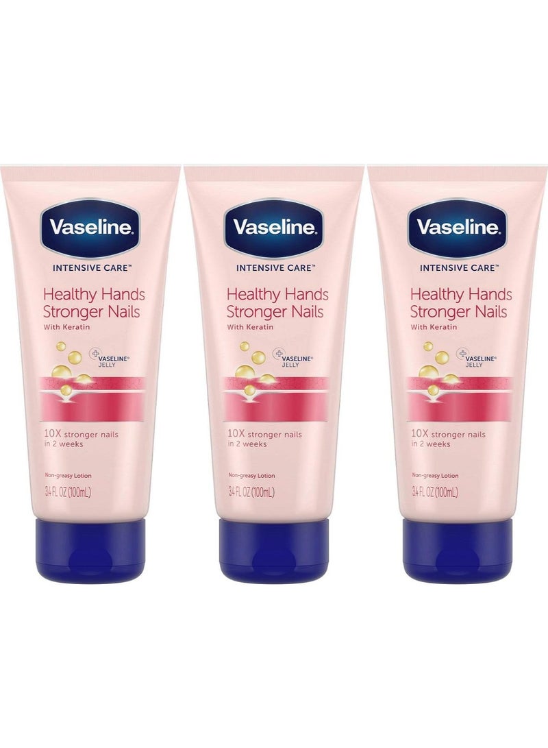 Vaseline Intensive Care Healthy Hand Stronger Nails Lotion 3.4 Fl Ounce (Pack of 3) - Image 1