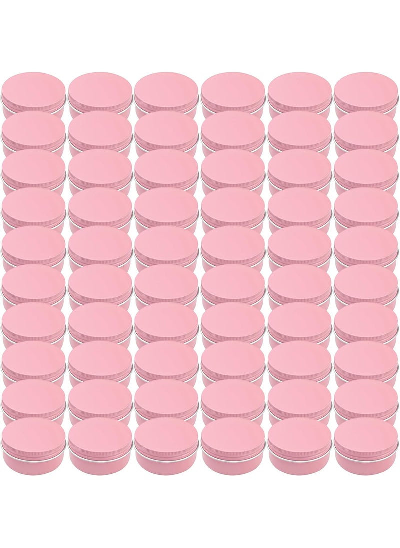 Foraineam Foraineam 60 Pack 50ml Round Tins Pink Tin Cans Containers with Screw Top Lids 