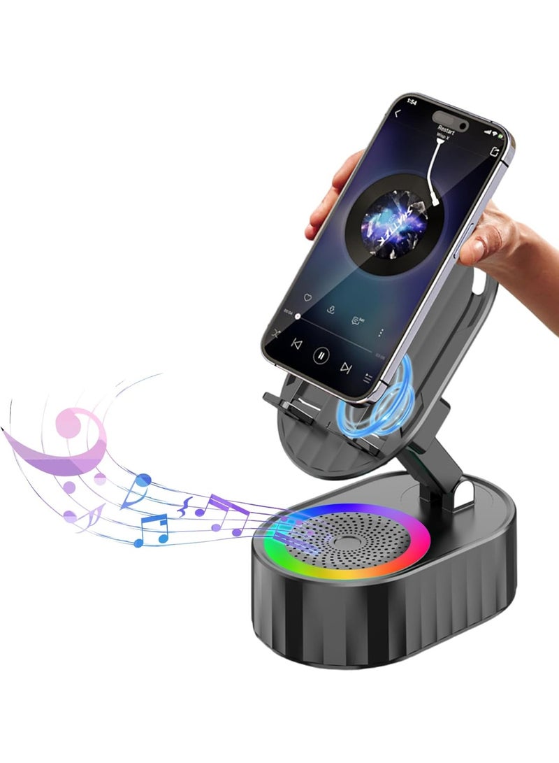 general Wireless Induction Audio Bluetooth Speaker 5in1 Phone Holder Emergency Rechargeable (3000mAh) with Colorful Ambient Light 300° Foldable for Tablet iPhone Android, Gifts for Men Women - Image 1