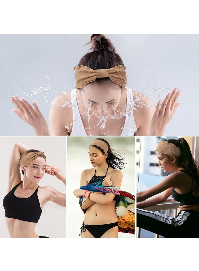 Y&D 3 Pack Non Slip Boho Headbands for Women Girls Fashion Wavy Knotted Stretchy Head Bands Running Sport Hair Wide Turban Knit Headband with Edge Vintage Yoga Workout Solid Color  - Image 5