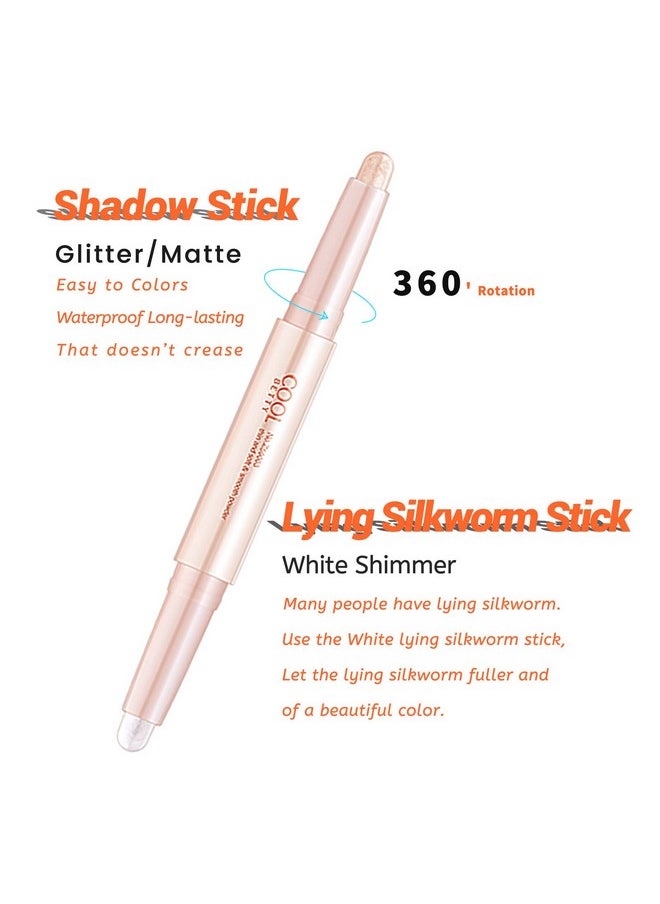 LAMUSELAND - 3 Pcs Cream Eyeshadow Stick 2 Tone Glitter Gradient Shimmer Double Heads Eyeshadow Stick Pencil Crayon Set Waterproof Long Lasting Eye Makeup Tool For Women Girls (Fancy Tabac) - Image 1