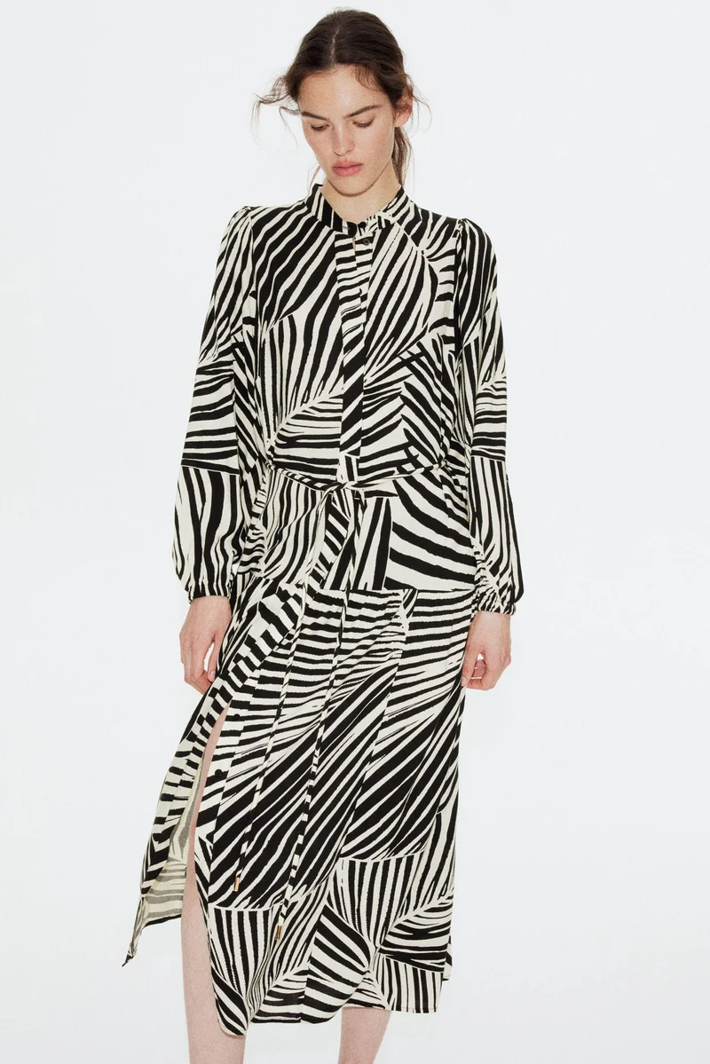 اتش اند ام فستان طويل بأكمام منفوخة