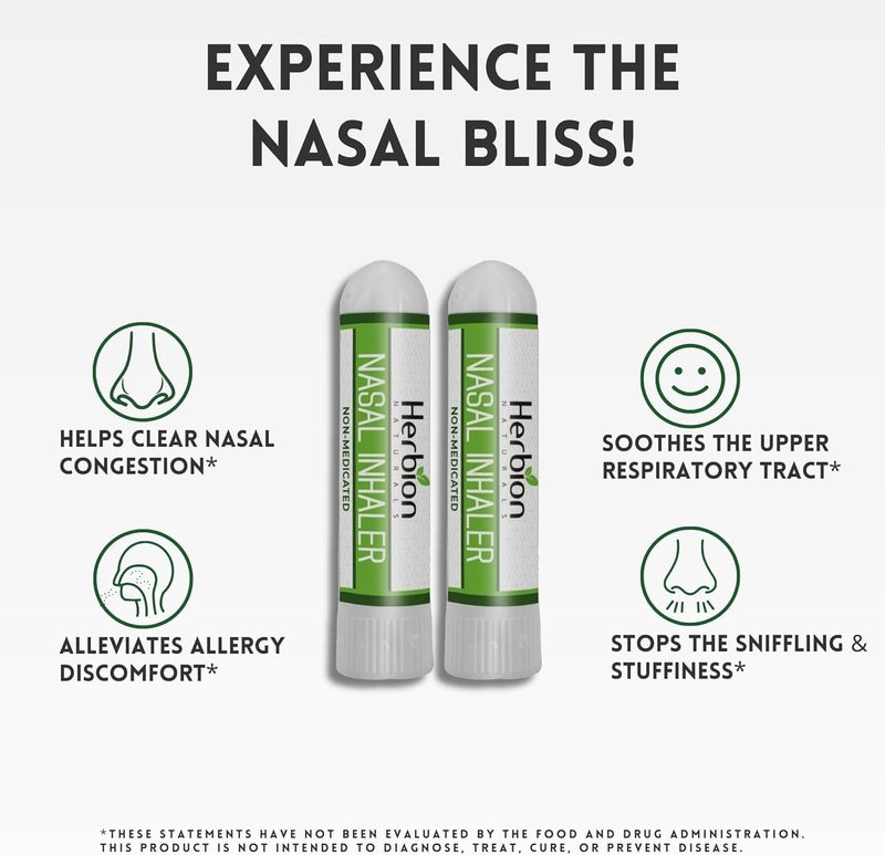 HERBION Naturals Nasal Inhaler Natural Relief for Nasal Congestion  Sinus Pressure NonMedicated Sticks with Essential Oils Menthol Eucalyptus Clove Soothing Vapor for Easy Breathing 2Pack - Image 5