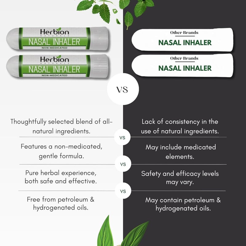 HERBION Naturals Nasal Inhaler Natural Relief for Nasal Congestion  Sinus Pressure NonMedicated Sticks with Essential Oils Menthol Eucalyptus Clove Soothing Vapor for Easy Breathing 2Pack - Image 4
