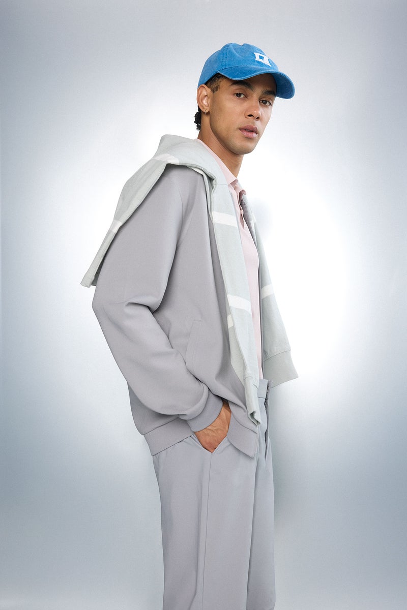 DeFacto Grey Man Standard Fit High Neck Cardigan Casual - Image 3