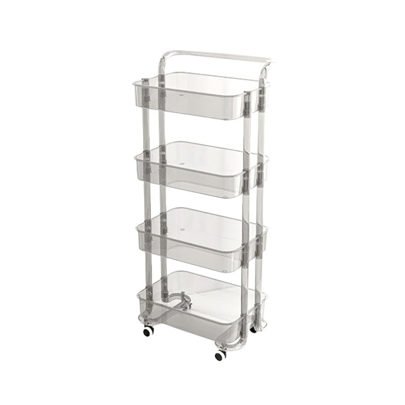 Arkit Transparent 4 Layer Trolly Acrylic Trolley Organizer Modern Trolley Racks Bathroom Stand Rack Vegetable Rack Fruit Storage Rack Multipurpose Space Saver Storage Trolley - Image 1