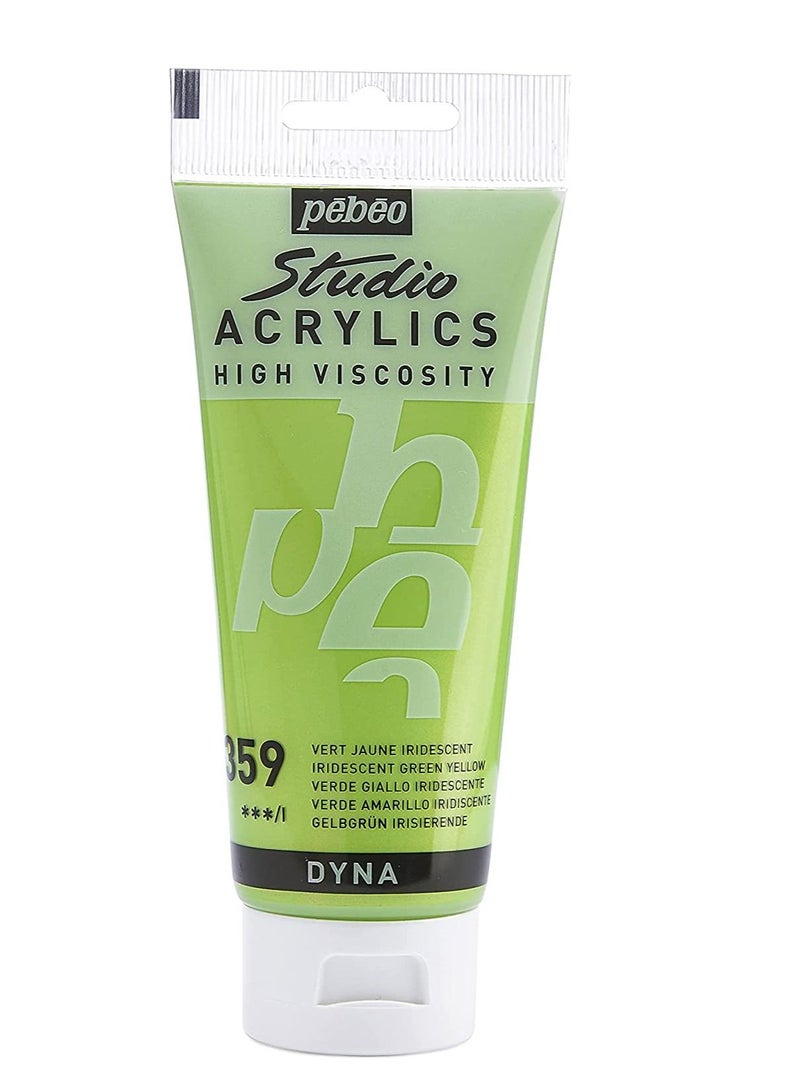 Pebeo Studio Acrylics High Viscosity 100 ml Iridescent Green Yellow 359 - Image 1