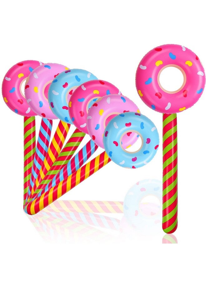 Civaner Candyland Birthday Party Decorations Inflatable Donut 33 Inch Lollipop Large Inflatable Candy Balloons Float Donut Shape Balloon Lollipop Stick Candy Themed Birthday Decorations For Kids (6 Pcs) - Image 1