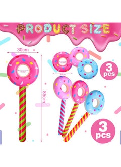 Civaner Candyland Birthday Party Decorations Inflatable Donut 33 Inch Lollipop Large Inflatable Candy Balloons Float Donut Shape Balloon Lollipop Stick Candy Themed Birthday Decorations For Kids (6 Pcs)  - Image 4