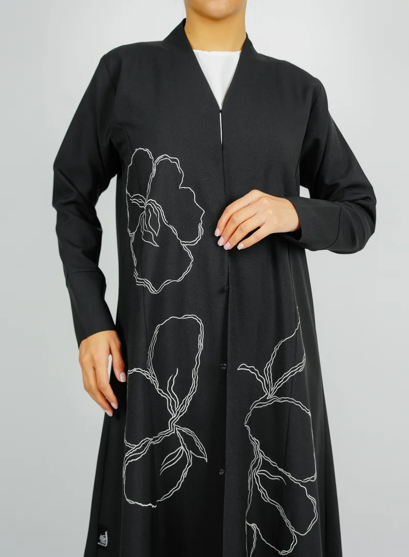 روزيت عباية عباية مزينة بتصميم زهور مطرزة