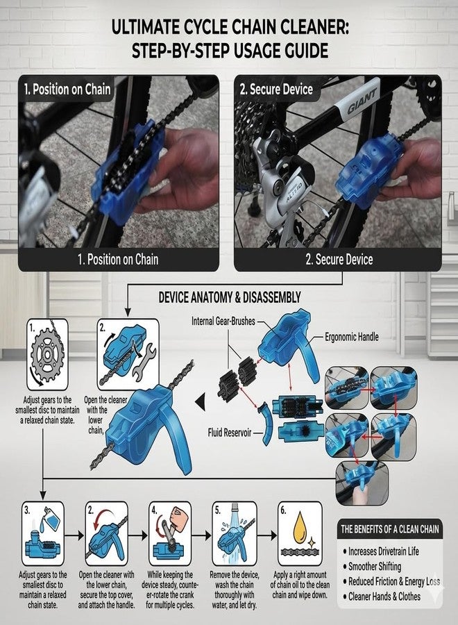 Wavva® Bike Chain Cleaning Tool Scrubber with Rotating Brushes Bicycle Clean Tool Set for Cycling Mountain Bikes MTB. - Image 4