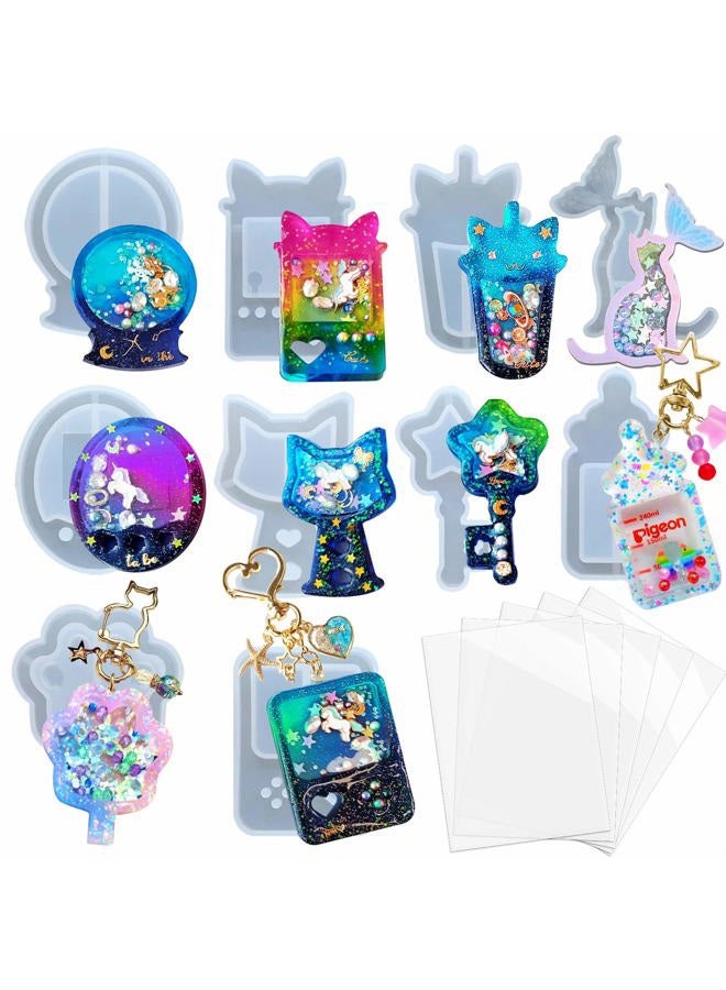 FUNSHOWCASE Resin Shaker Molds Set Game Consoles, Bottle, Cat's Paw, Crystal Ball 10 Silicone Trays with 5 Seal Films - Image 1