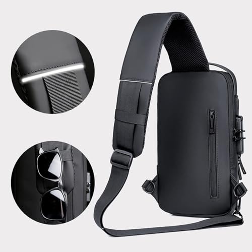 LATIQ MART Crossbody Sling Bag For Men Women, Anti-Theft Fashion Chest Bag with USB Charging Port, Messenger Bags, Waterproof Casual Shoulder Bag (Grey & Golden) - Image 5