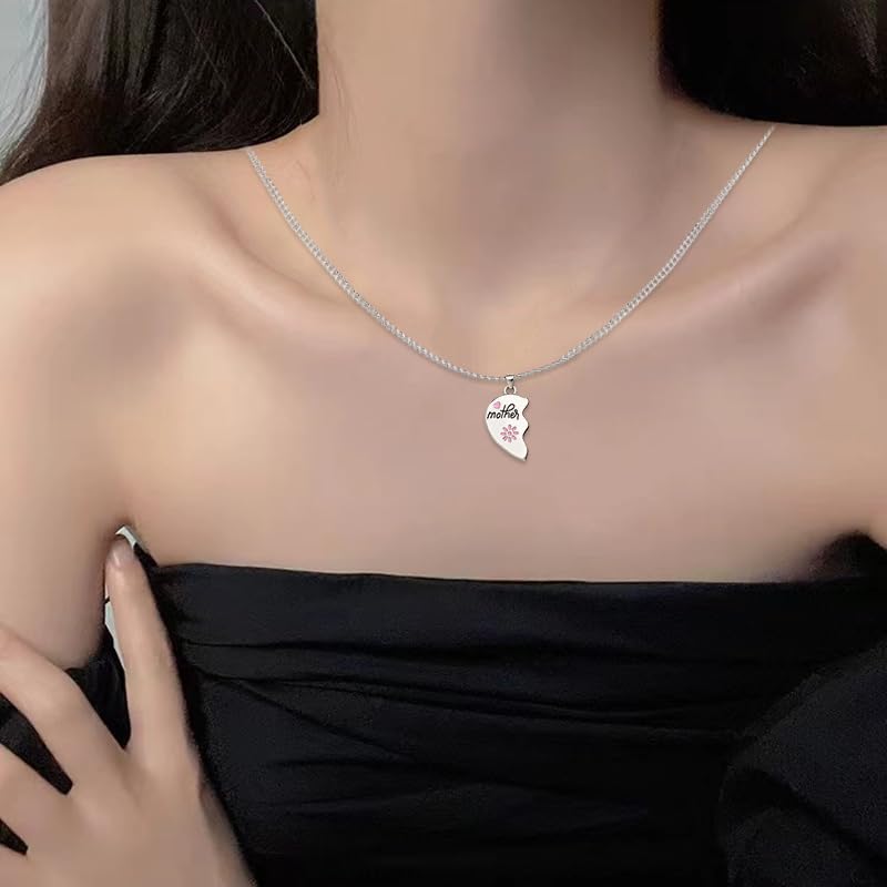 Sisadodo Mother Daughter Necklace Gifts for 2 Mom Daughter Christmas Birthday Gifts for Women Matching Heart Necklaces Set for Mother Daughter Long Distance Relationship Gifts for Women Sun Moon Necklaces - Image 3