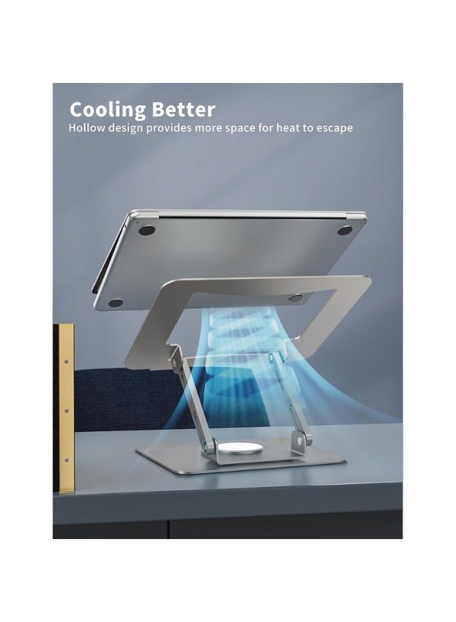 Zimtal Ergonomic desk computer riser, laptop stand with 360° rotating base, foldable laptop mount, adjustable height, multi-angle, and stable metal holder for notebook PCs ranging in size from 10.6" to 15.6". - Image 5