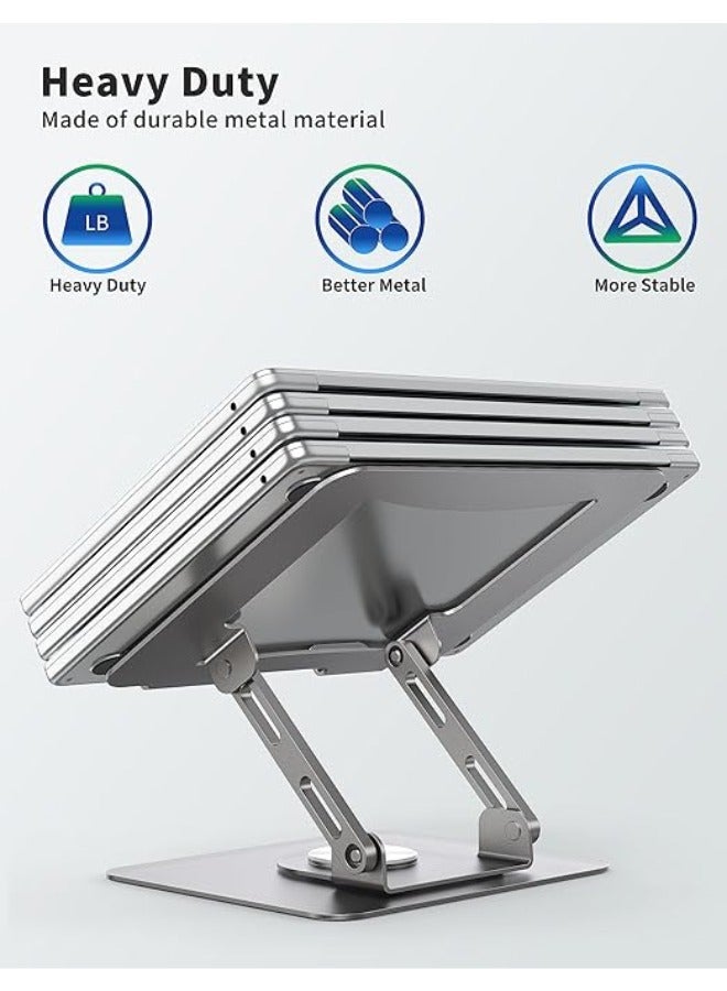 Zimtal Ergonomic desk computer riser, laptop stand with 360° rotating base, foldable laptop mount, adjustable height, multi-angle, and stable metal holder for notebook PCs ranging in size from 10.6" to 15.6". - Image 3