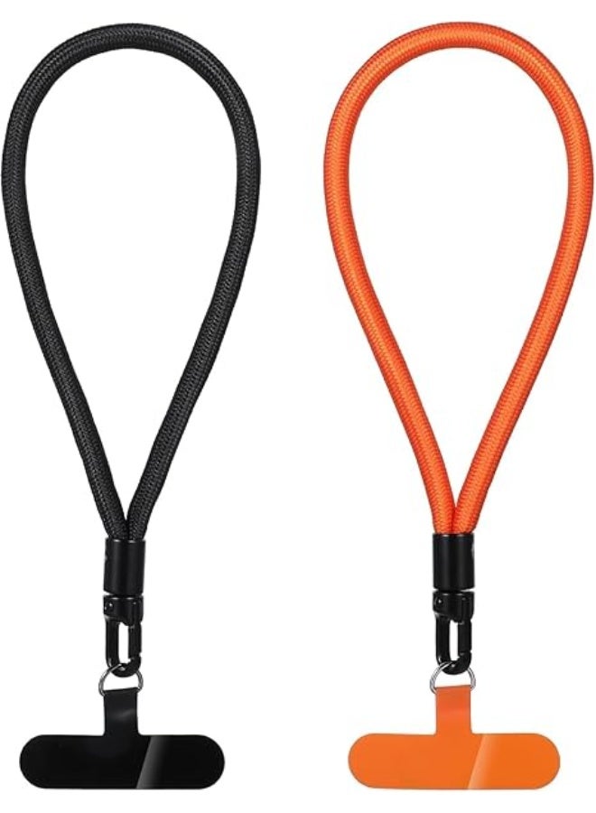 JOGAMS 2Pcs Phone Lanyard Wrist Strap Compatible Cell Phone Hand Strap Adjustable Wristlet Holder for Phone Case Key Camera USB Flash Drive ID Badge Black and Orange - Image 1