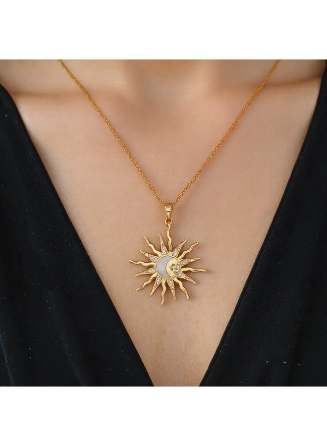Goolsky Alloy Sun and Moon Star Pendant Necklace – Trendy Women’s Jewelry, Sun Moon Star Pendant, Daily Wear/Fashion Statement, Celestial Design, Non-Fading - Image 4