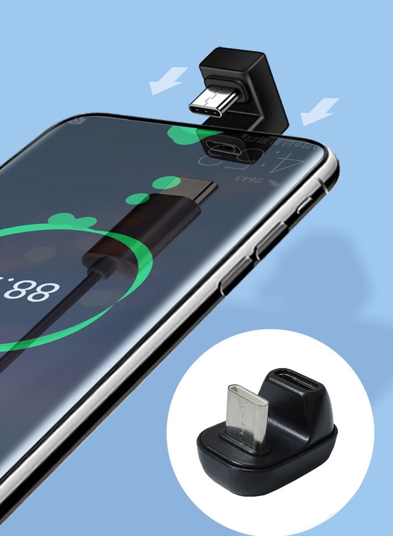 U Shape USB USB C to USB C Adapter 180 Degree Angled USB 3.1 Type C to Type C Adapter for Laptop, Tablet & Mobile Phone for Nintendo Switch (Black) - Image 2