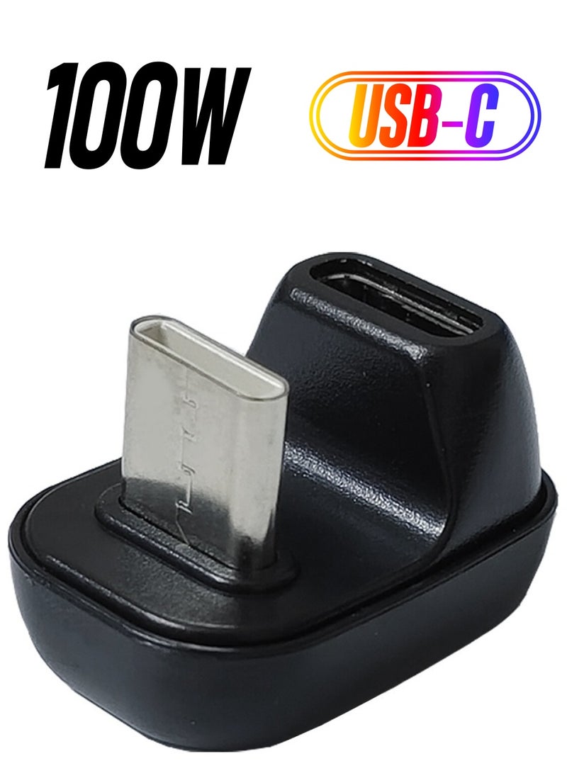 U Shape USB USB C to USB C Adapter 180 Degree Angled USB 3.1 Type C to Type C Adapter for Laptop, Tablet & Mobile Phone for Nintendo Switch (Black) - Image 1