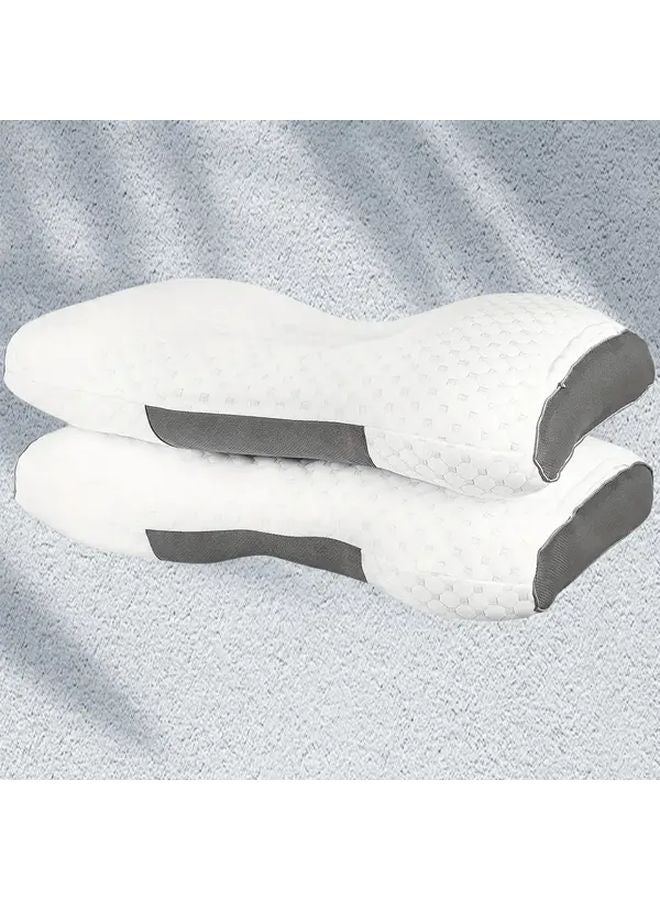 White All Season Neck Pillow Ergonomic Support for Cervical Curve Relieves Shoulder Neck Pressure - Image 1