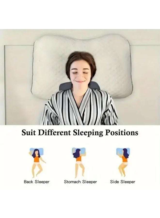 White All Season Neck Pillow Ergonomic Support for Cervical Curve Relieves Shoulder Neck Pressure - Image 5