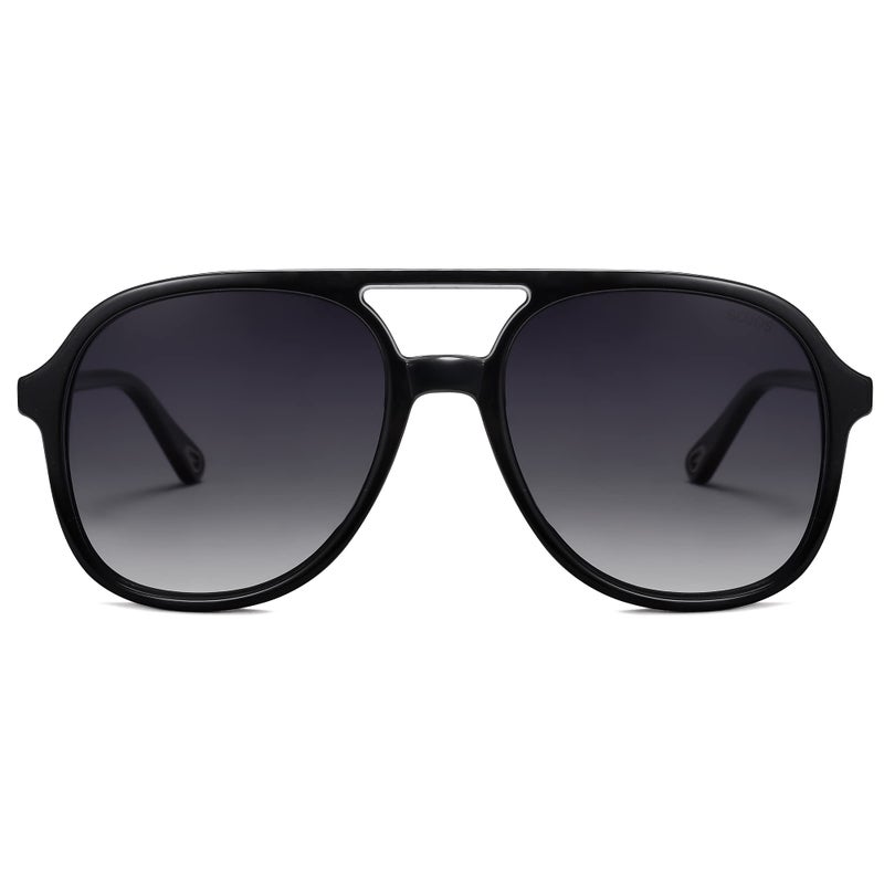 SOJOS Retro Polarized Aviator Sunglasses for Women Men Classic 70s Vintage Trendy Square Aviators SJ2174, Black/Grey - Image 1