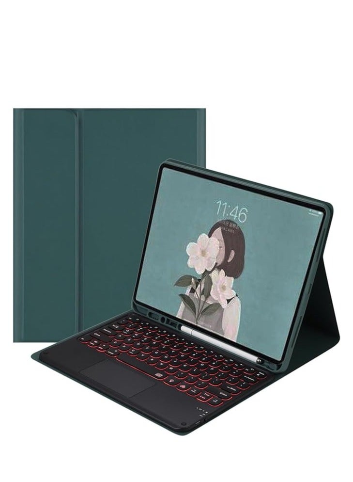 General Arabic & English Keyboard Case Compatible with Samsung Galaxy Tab S9 2023 11 Inch, 7-Color Backlit Keyboard with Touchpad, PU Tablet Holder Cover  - Image 1