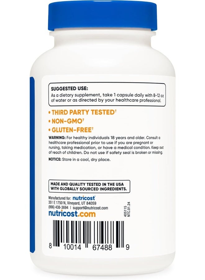 ل-جلايسين 1000 ملجم، 120 كبسولة، نباتي، غير معدل وراثيًا وخالي من الغلوتين - Image 4