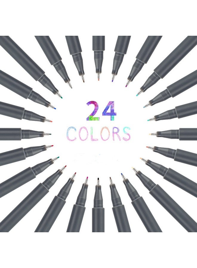 ai-natebok Fineliner Color Pens Set, 0.38Mm Fine Tip Pens, Porous Fine Point Makers Drawing Pen, Perfect For Writing In Bullet Journal And Planner, 24 Assorted Colors  - Image 3
