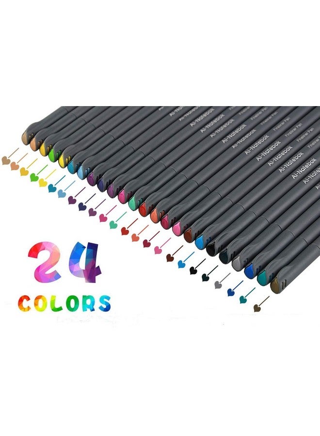 ai-natebok Fineliner Color Pens Set, 0.38Mm Fine Tip Pens, Porous Fine Point Makers Drawing Pen, Perfect For Writing In Bullet Journal And Planner, 24 Assorted Colors  - Image 4