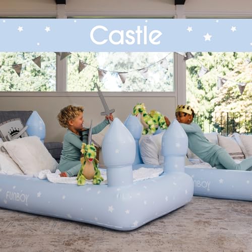 FUNBOY Kids Blue Castle Sleepover Travel Bed & Air Mattress. Perfect for Sleepovers. Includes Carrying Storage Bag, Twin - Image 3