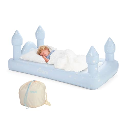 FUNBOY Kids Blue Castle Sleepover Travel Bed & Air Mattress. Perfect for Sleepovers. Includes Carrying Storage Bag, Twin - Image 1