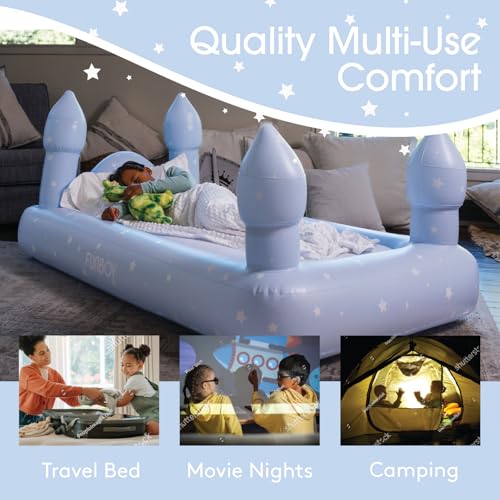 FUNBOY Kids Blue Castle Sleepover Travel Bed & Air Mattress. Perfect for Sleepovers. Includes Carrying Storage Bag, Twin - Image 2