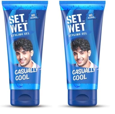 SET WET جل تصفيف الشعر للرجال من سيت ويت كاجوال كول 100 جرام ثبات متوسط لمعان عالي لحلاقة متوسطة إلى طويلة بدون كحول بدون كبريتات عبوة من 2 - Image 1