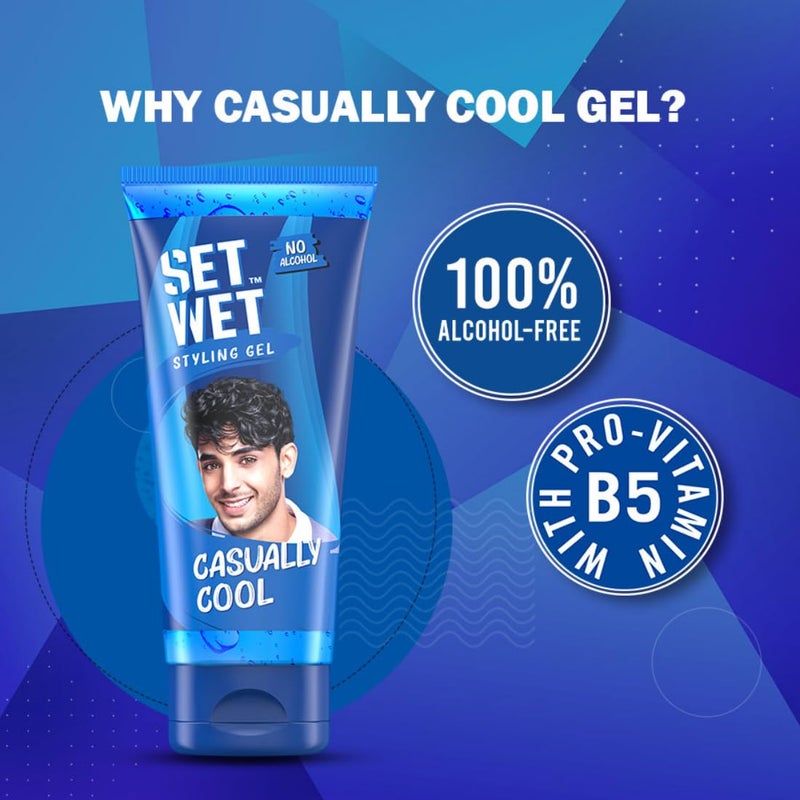 SET WET جل تصفيف الشعر للرجال من سيت ويت كاجوال كول 100 جرام ثبات متوسط لمعان عالي لحلاقة متوسطة إلى طويلة بدون كحول بدون كبريتات عبوة من 2 - Image 3