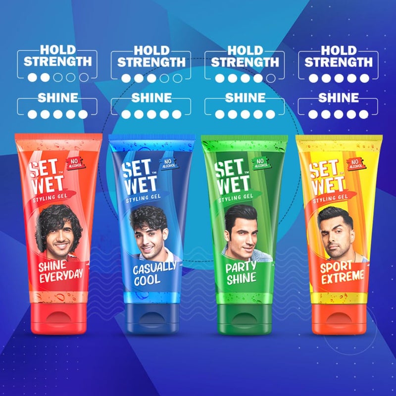 SET WET جل تصفيف الشعر للرجال من سيت ويت كاجوال كول 100 جرام ثبات متوسط لمعان عالي لحلاقة متوسطة إلى طويلة بدون كحول بدون كبريتات عبوة من 2 - Image 5
