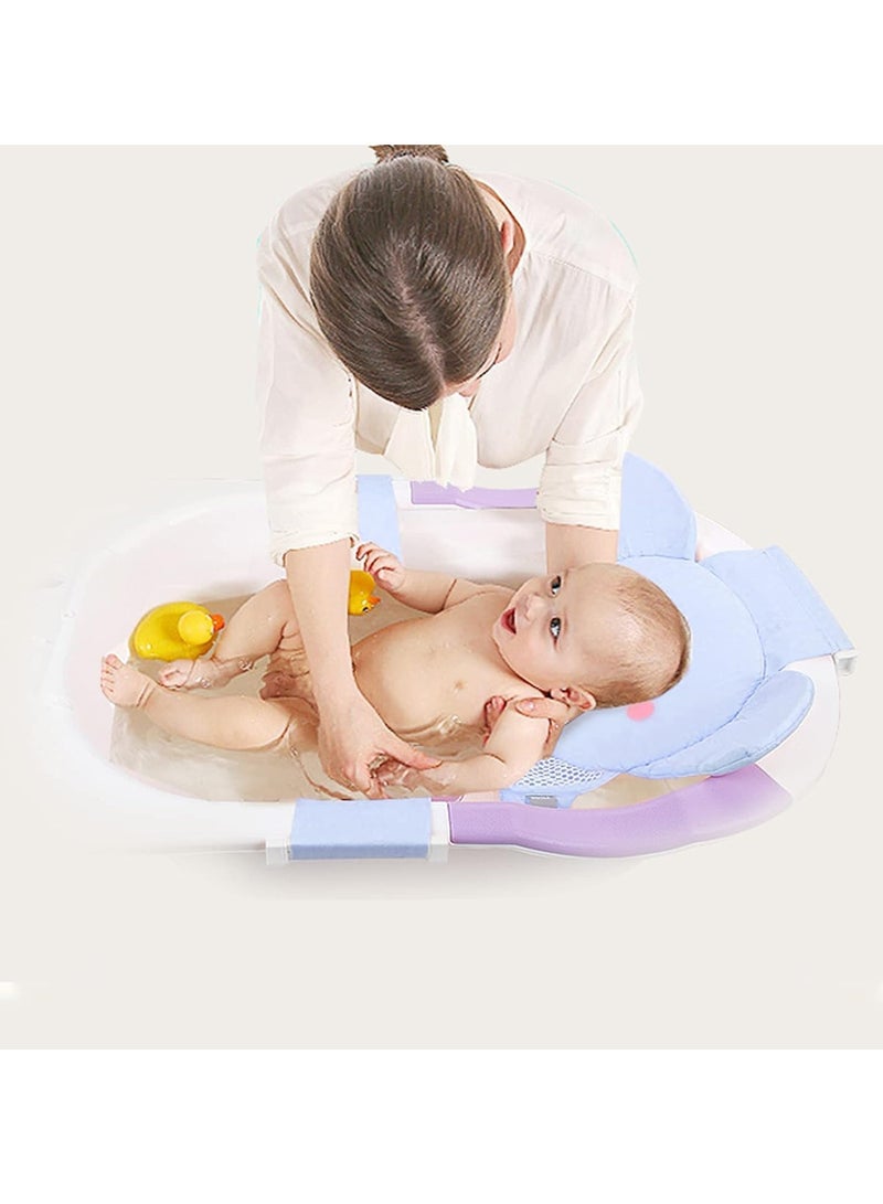 Baby Bath Seat Support Net Quick Drying Adjustable Comfortable Non-Slip Infant Bathtub Sling Shower Mesh for a Tub Net Slip Proof Mesh Comfortable with Safety Support Corners Blue - Image 2