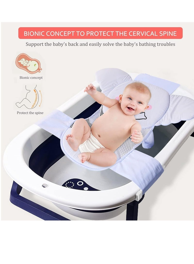 Baby Bath Seat Support Net Quick Drying Adjustable Comfortable Non-Slip Infant Bathtub Sling Shower Mesh for a Tub Net Slip Proof Mesh Comfortable with Safety Support Corners Blue - Image 3