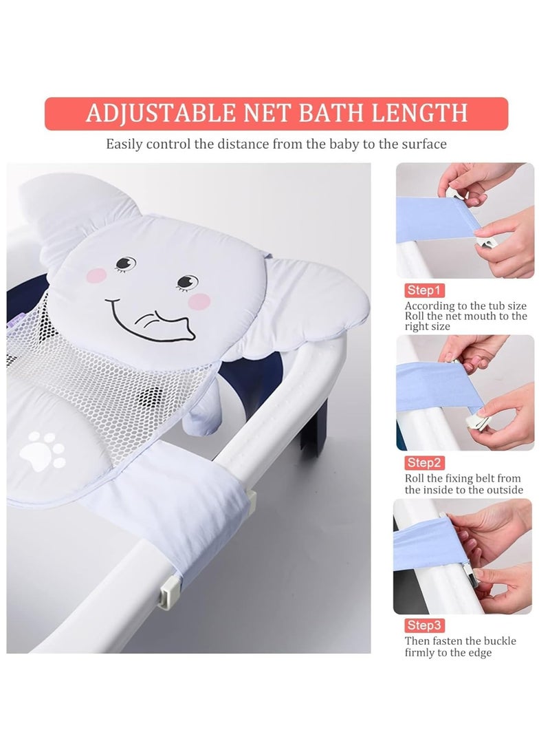 Baby Bath Seat Support Net Quick Drying Adjustable Comfortable Non-Slip Infant Bathtub Sling Shower Mesh for a Tub Net Slip Proof Mesh Comfortable with Safety Support Corners Blue - Image 5