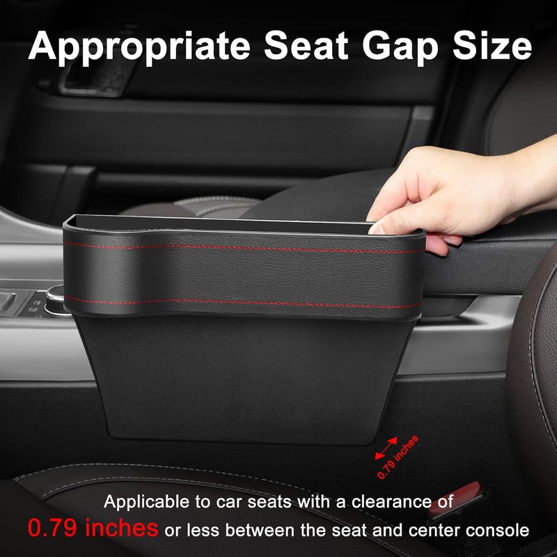 Jiaji Car Seat Gap Filler Organizer, 2 Pack Multifunctional Car Seat Organizer, Auto Console Side Storage Box with Cup Holders 2 Seat Hooks for Drink, Car Organizer Front Seat for Holding Phone, Sunglasses - Image 3