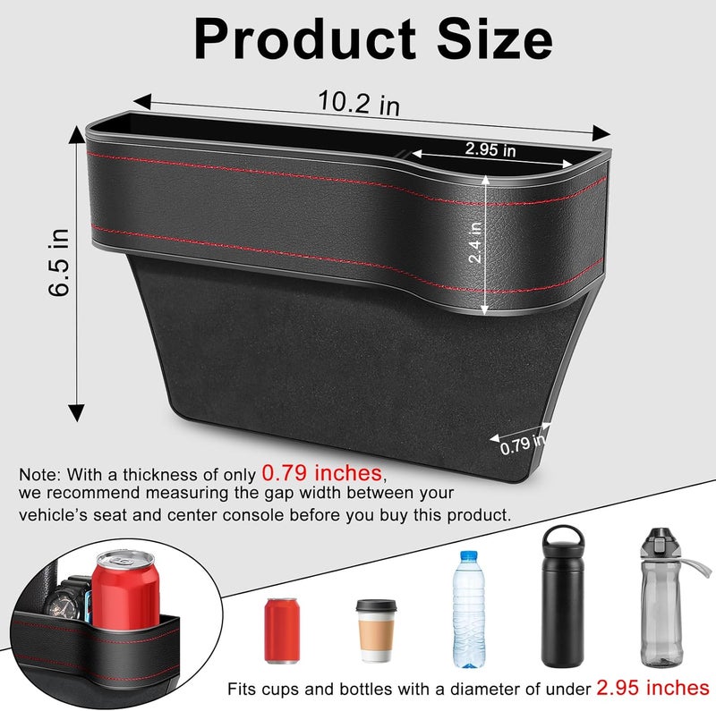 Jiaji Car Seat Gap Filler Organizer, 2 Pack Multifunctional Car Seat Organizer, Auto Console Side Storage Box with Cup Holders 2 Seat Hooks for Drink, Car Organizer Front Seat for Holding Phone, Sunglasses - Image 2