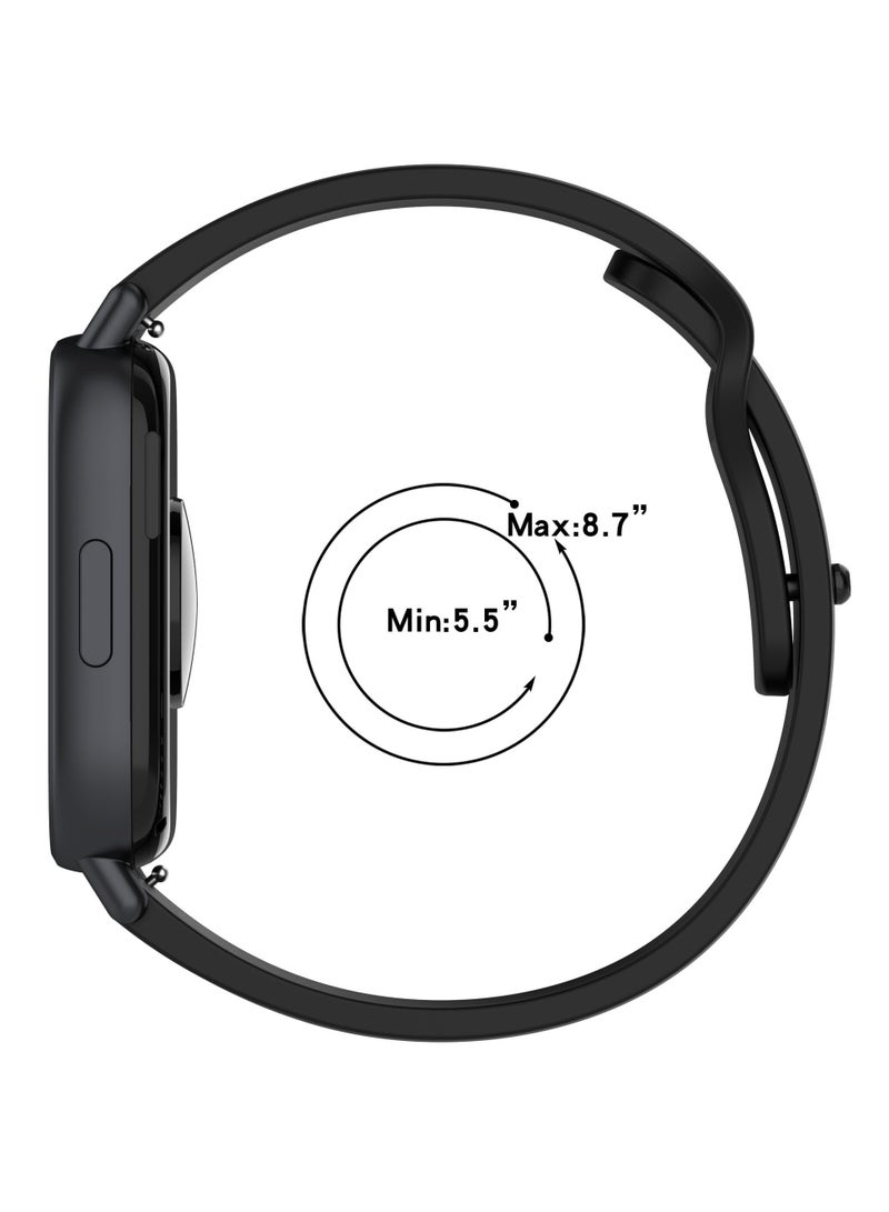 Silicone Band Compatible for Xiaomi Redmi Watch 5 Active/Watch 5 Lite 22mm Rubber Watch Strap Quick Release Sport Wristband (Black) - Image 5