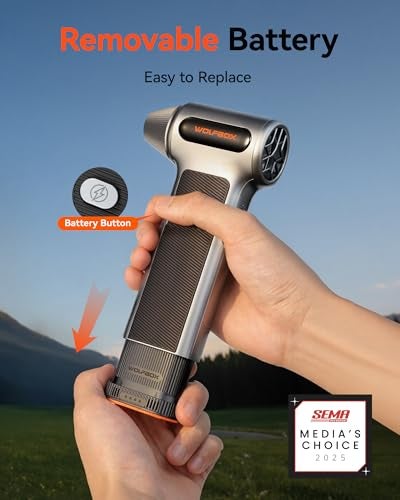 WOLFBOX MF200 Compressed Air Duster with Removable Battery 4 Nozzles Cordless 3Speed Adjustable Mini Blower for Computer Keyboard Car Cleaning Home and Outdoor Use - Image 3