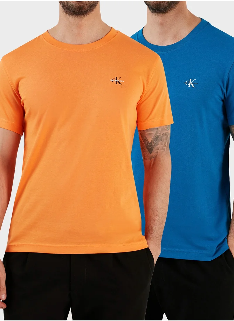 Calvin Klein Jeans 2 Pack Logo Crew Neck T-Shirt