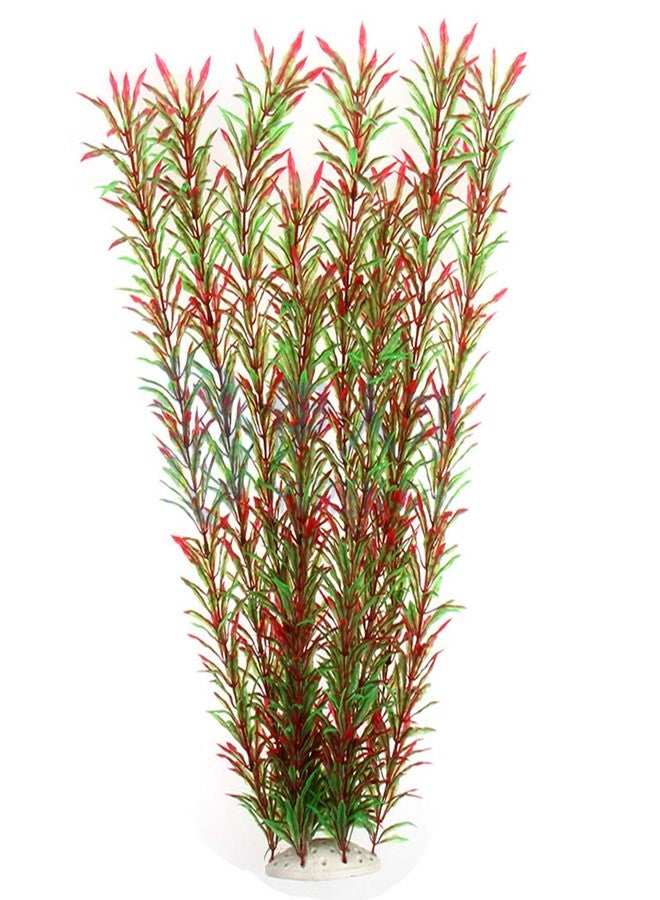 Norgail Large Aquarium Plants Artificial Plastic Fish Tank Plants Decoration Ornaments Safe for All Fish 21 Inches Tall (1pcs Red&Green) - Image 1