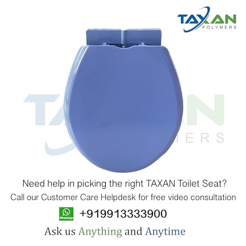 TAXAN POLYMERS TAXAN Blue EWC Toilet Seat Cover (17 x 14.5 in) | Oval Shape, PVC Western Commode Seat with Lid | High Glossy Finish, Sleek Design, Non-Soft Closing Commode Seat Cover with Installation Kit - Image 2