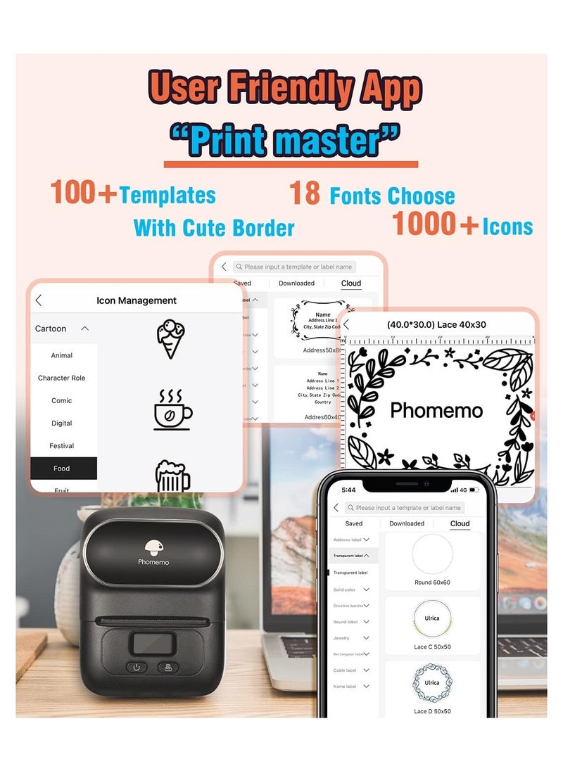 Phomemo-M110 Mini Portable Thermal Bluetooth Label Maker Machine For Business Barcode Labeling Crafters Retailers Or Organizers Compatible With Android - pzsku/Z78E719B34F625F0E4042Z/45/_/1696086053/737b4ef0-fb4e-48fc-a59d-8de3c4a8c2ae